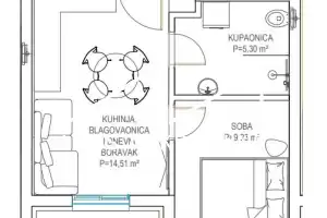 Jednosoban stan (S3) s garažom Zadar, 44.00 m2, novogradnja