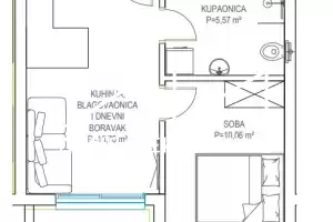 Jednosoban stan (S4) s garažom Zadar, 46.00 m2, novogradnja