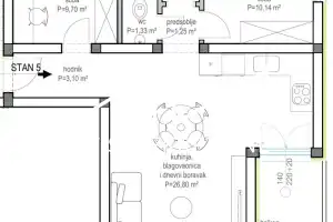 Zadar - Bokanjac, 2-soban stan S4 Z2 - 70 m2, novogradnja