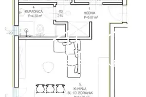 ZADAR, VIŠNJIK: DVOSOBAN STAN NA PRVOM KATU, GPM, LIFT