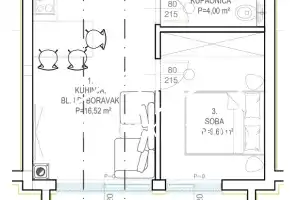 ZADAR, VIŠNJIK: JEDNOSOBAN STAN NA PRVOM KATU, GPM, LIFT
