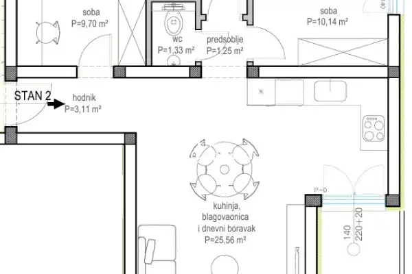 Zadar - Bokanjac, 2-sob stan S2 Z2 - 70 m2, novogradnja