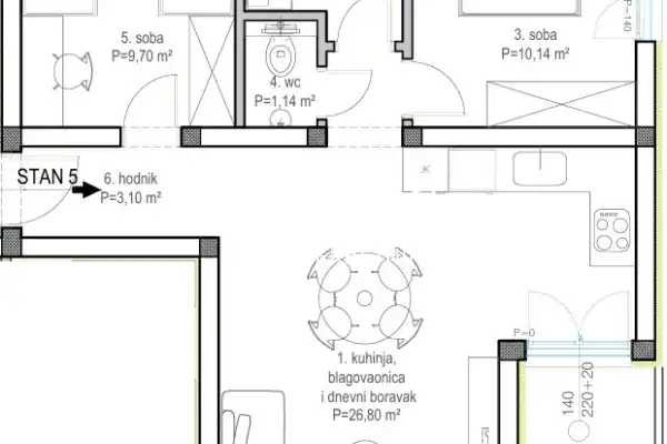 Zadar - Bokanjac, 2-sob stan S5 Z2 - 69 m2, novogradnja