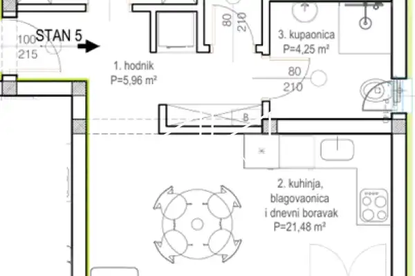 Zadar - Bokanjac: 2-soban stan S5 - 63 m2, novogradnja