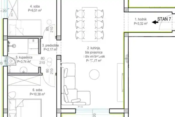 Zadar - Bokanjac, 2-soban stan S7 - 69 m2, novogradnja
